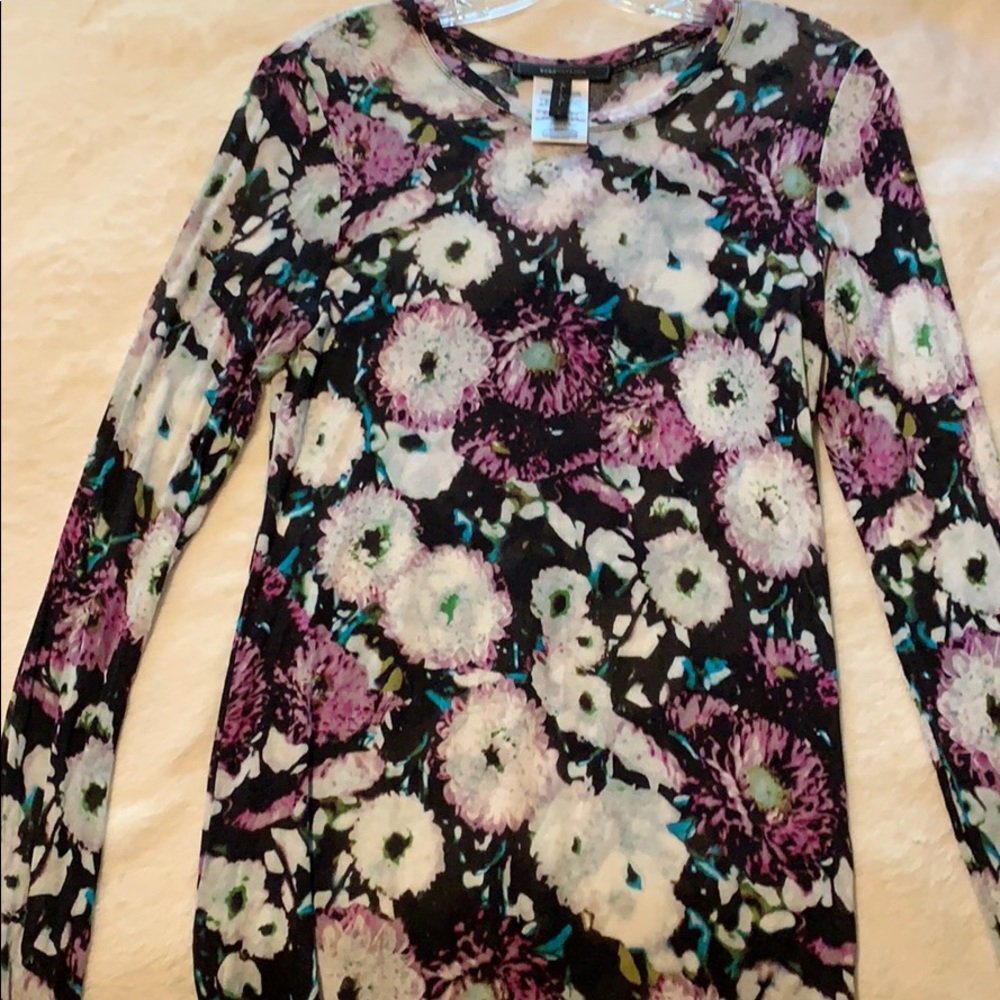 Sheer floral long sleeve shirt